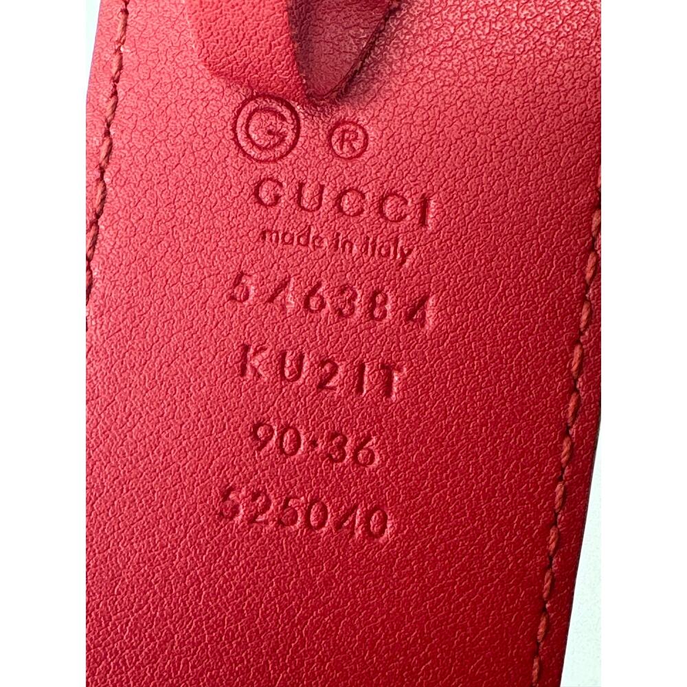 Gucci Blooms GG Supreme Belt Tiger Buckle Floral Canvas Red Leather 90/36 - Picture 5 of 7